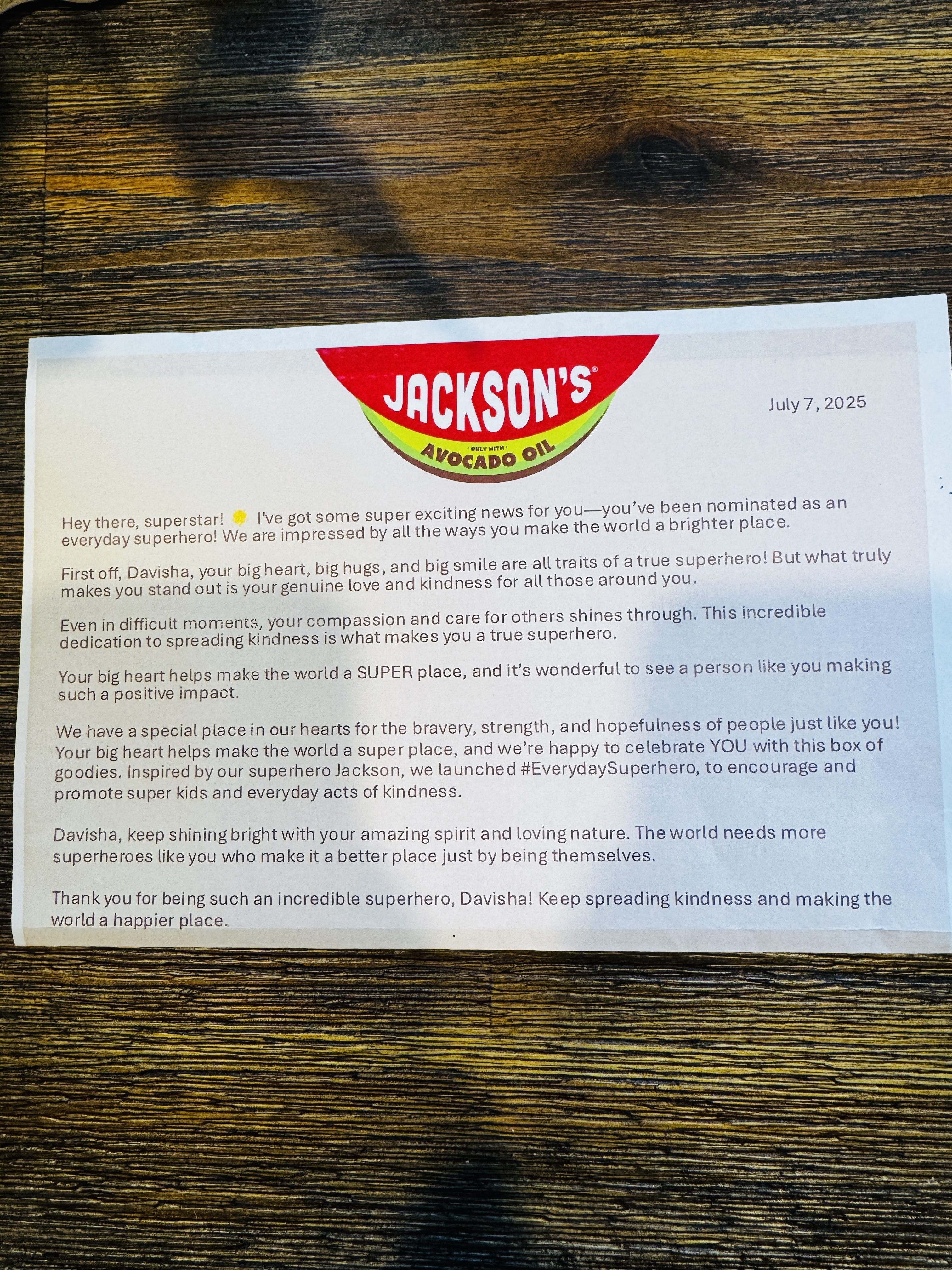 Jackson Recognition Award